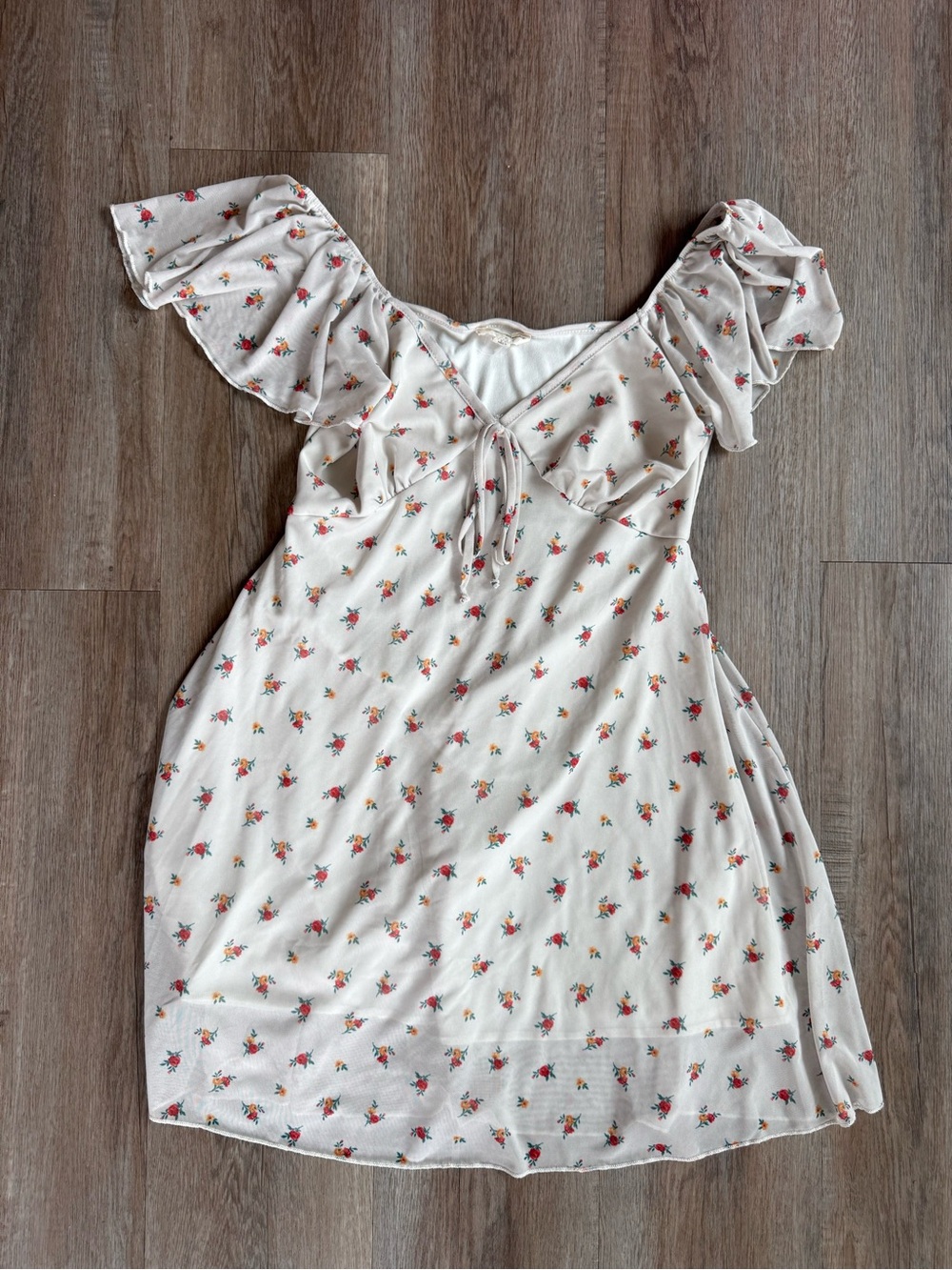 See You Monday Cream Floral Off-Shoulder Dress